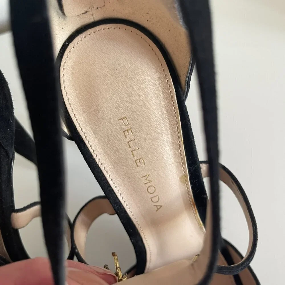 New Gold/Black Heel platform sandals